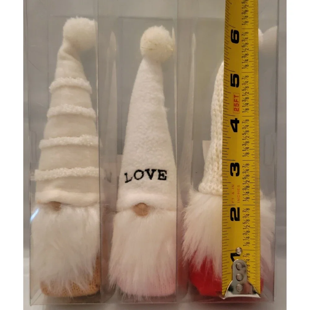 Spritz Valentine’s Day Standing Fabric Gnome Decor Set of 3 Beanie Red Pink Tan
